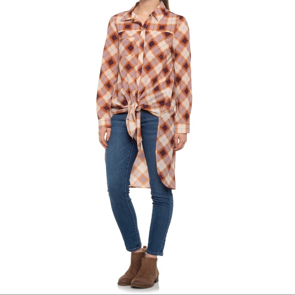 Prana Flint Tunic in Brown Plaid Small NWT NEW